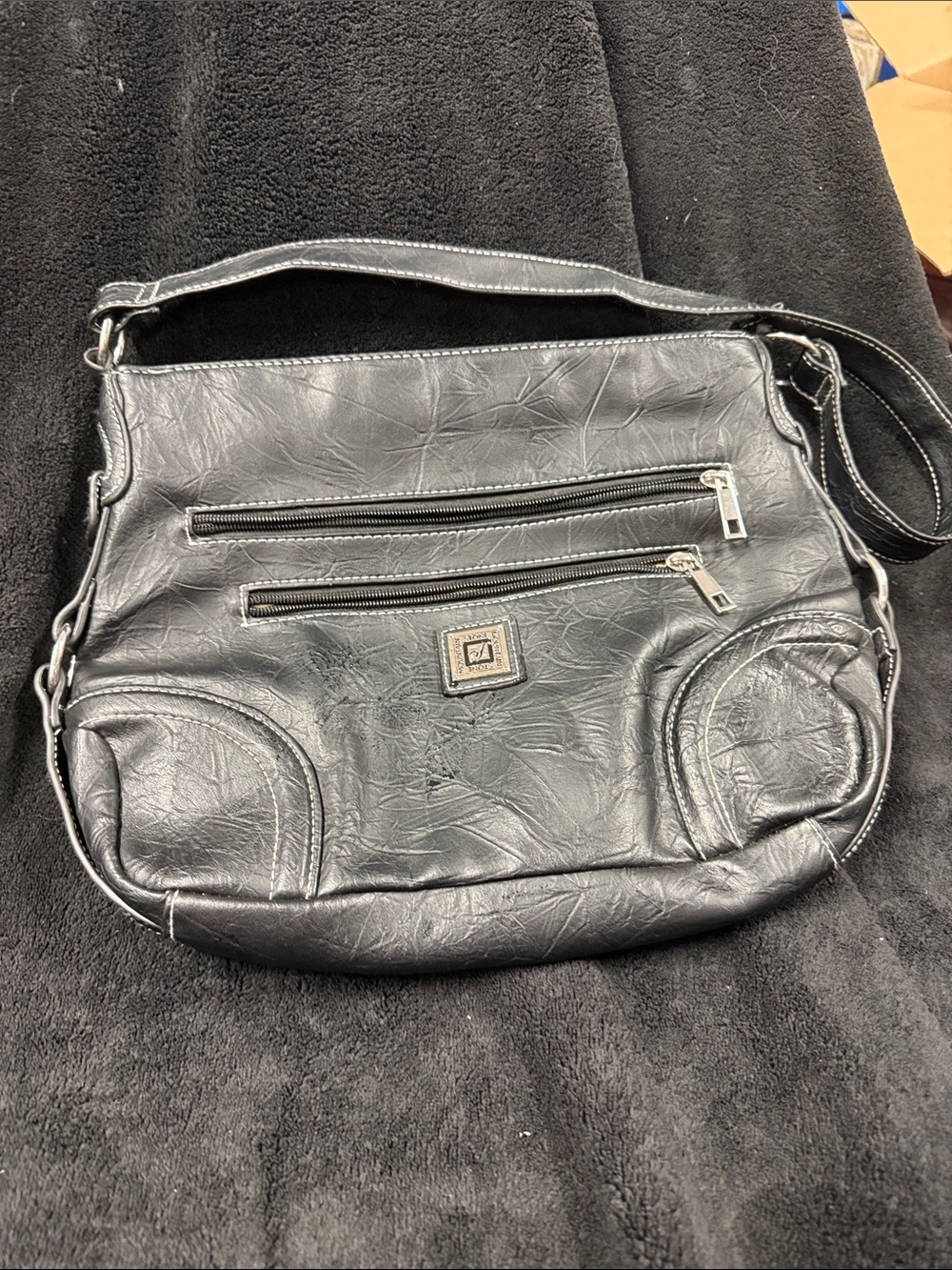 Stone Mountain Accessories Black Faux Leather Crossbody Shoulder Bag